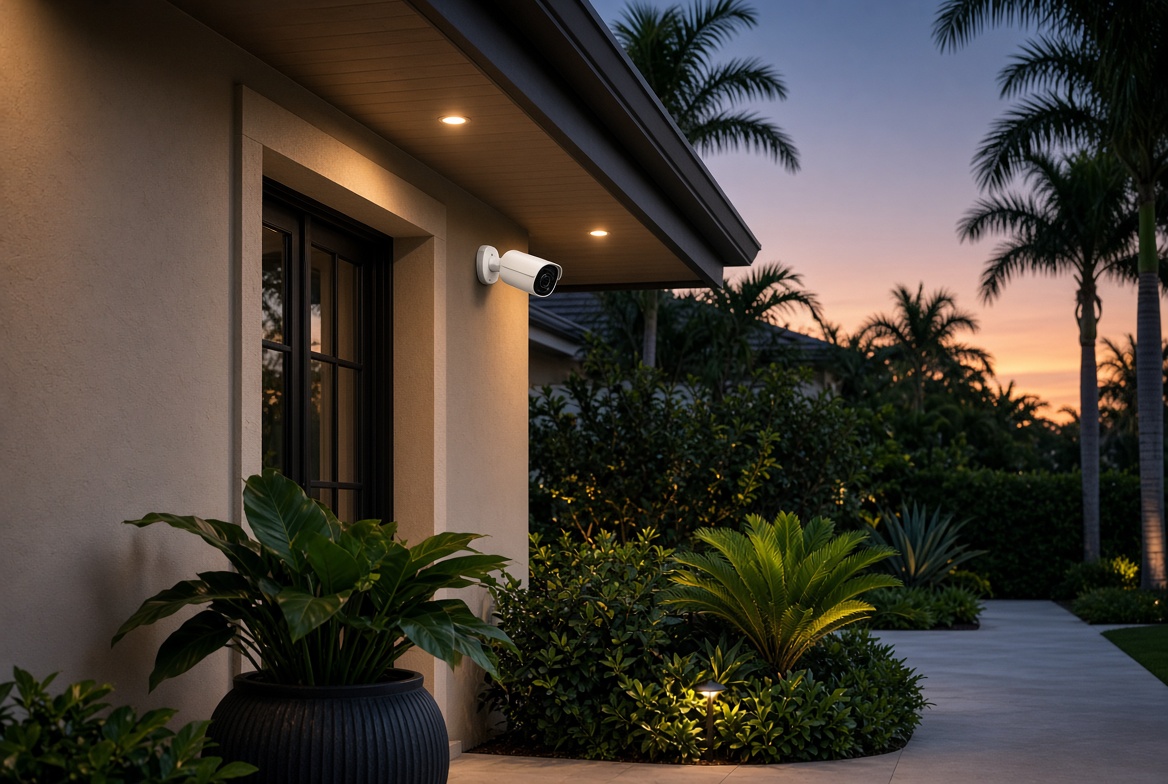 Exterior security camera on a Florida home
