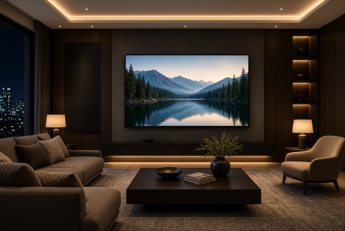 Living room theater wall