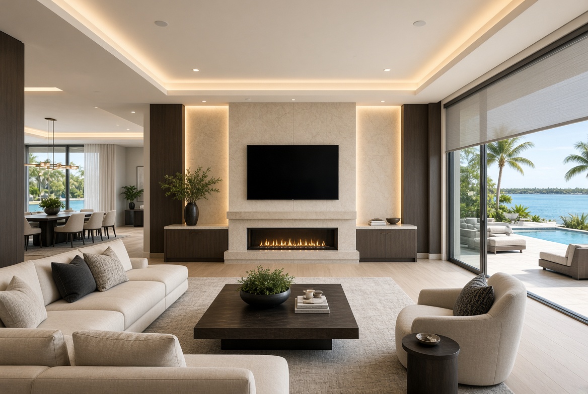Whole-home living room with hidden speakers